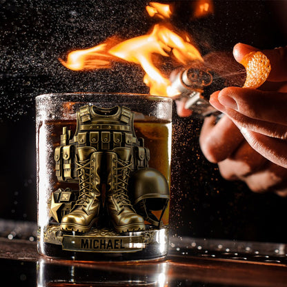 Military Uniform - Personalized Veteran Whiskey Glass