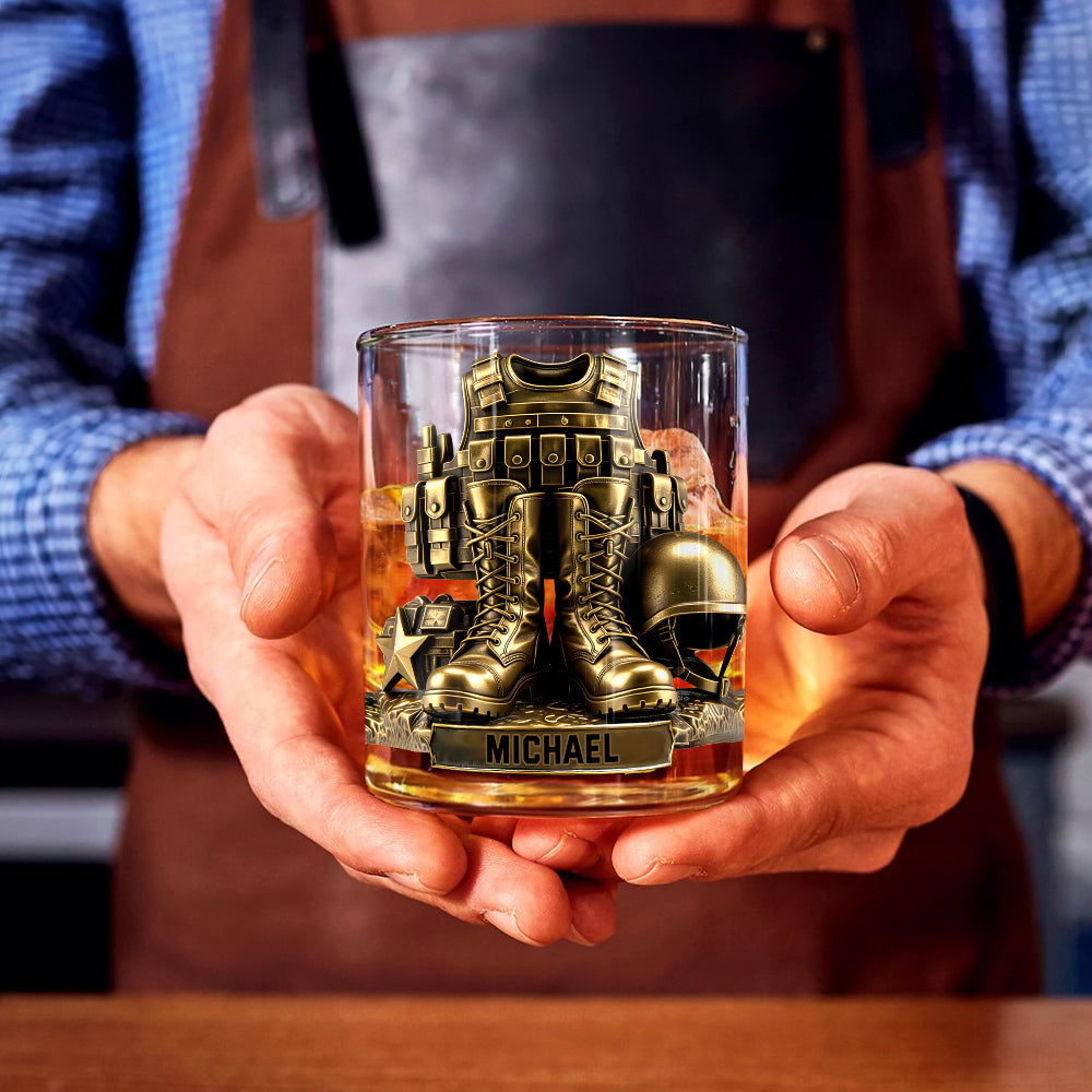 Military Uniform - Personalized Veteran Whiskey Glass