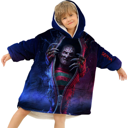 Scary Halloween - Personalized Horror Character Blanket Hoodie