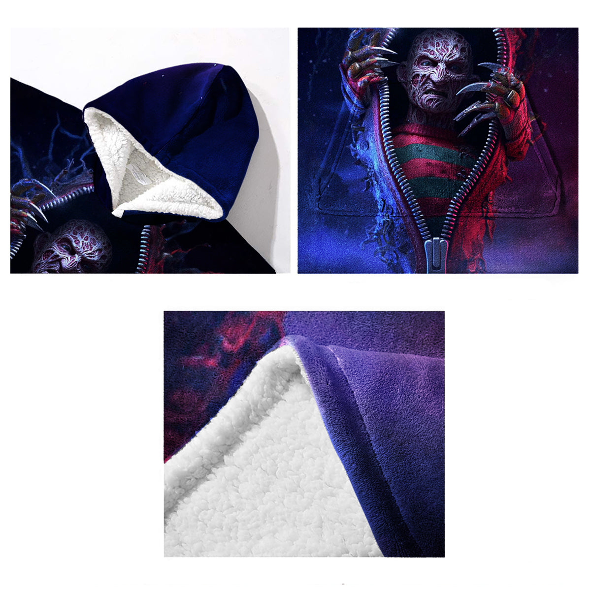 Scary Halloween - Personalized Horror Character Blanket Hoodie