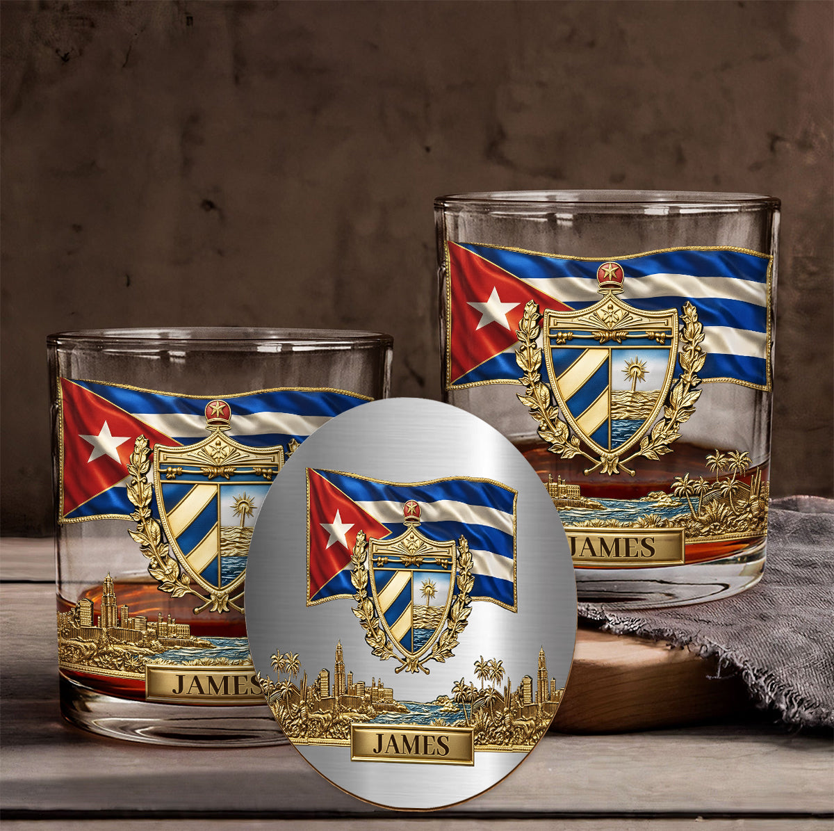 Proud Cuba - Personalized Expats Whiskey Decanter Set