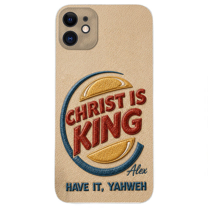 Christ Is King - Personalized Christian Classic Cap & Leather Phone Case
