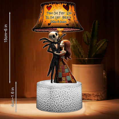 From Our First Kiss Till Our Last Breath - Personalized Nightmare Shaped Plaque Light Base