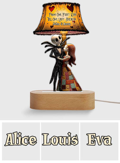 From Our First Kiss Till Our Last Breath - Personalized Nightmare Shaped Plaque Light Base