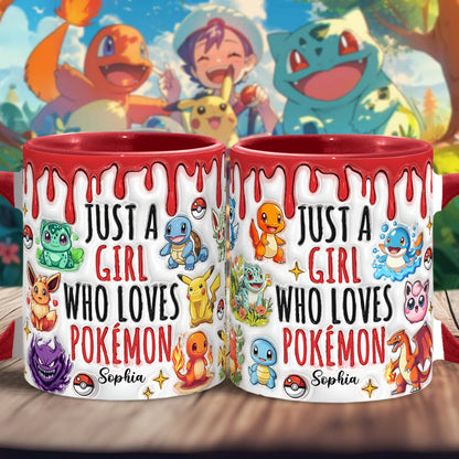 Just A Girl Who Loves Cute Monsters - Personalized Monster Trainer Accent Mug