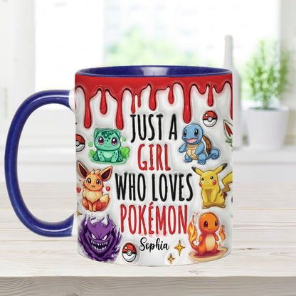 Just A Girl Who Loves Cute Monsters - Personalized Monster Trainer Accent Mug