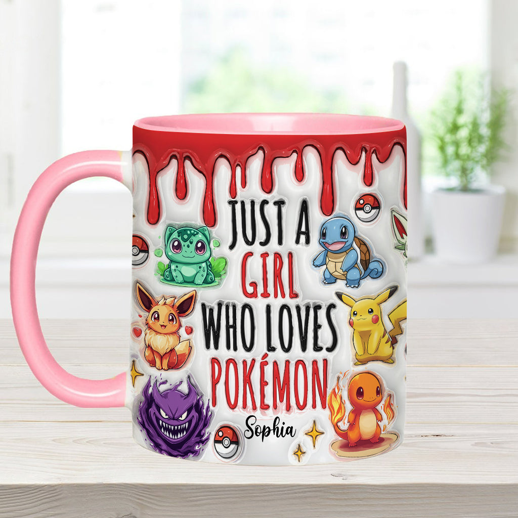Just A Girl Who Loves Cute Monsters - Personalized Monster Trainer Accent Mug
