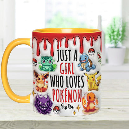Just A Girl Who Loves Cute Monsters - Personalized Monster Trainer Accent Mug