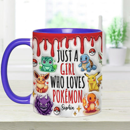 Just A Girl Who Loves Cute Monsters - Personalized Monster Trainer Accent Mug