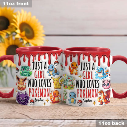 Just A Girl Who Loves Cute Monsters - Personalized Monster Trainer Accent Mug