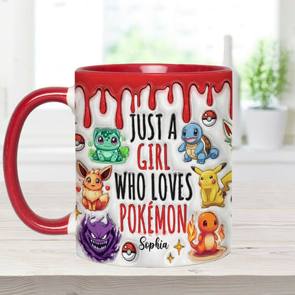 Just A Girl Who Loves Cute Monsters - Personalized Monster Trainer Accent Mug