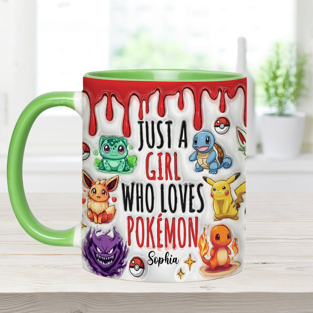 Just A Girl Who Loves Cute Monsters - Personalized Monster Trainer Accent Mug