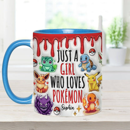 Just A Girl Who Loves Cute Monsters - Personalized Monster Trainer Accent Mug