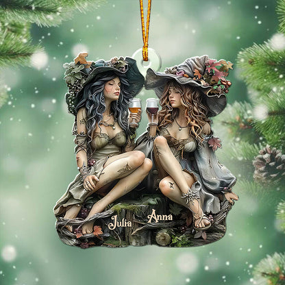 Witch Besties - Personalized Bestie Custom Shaped Ornament