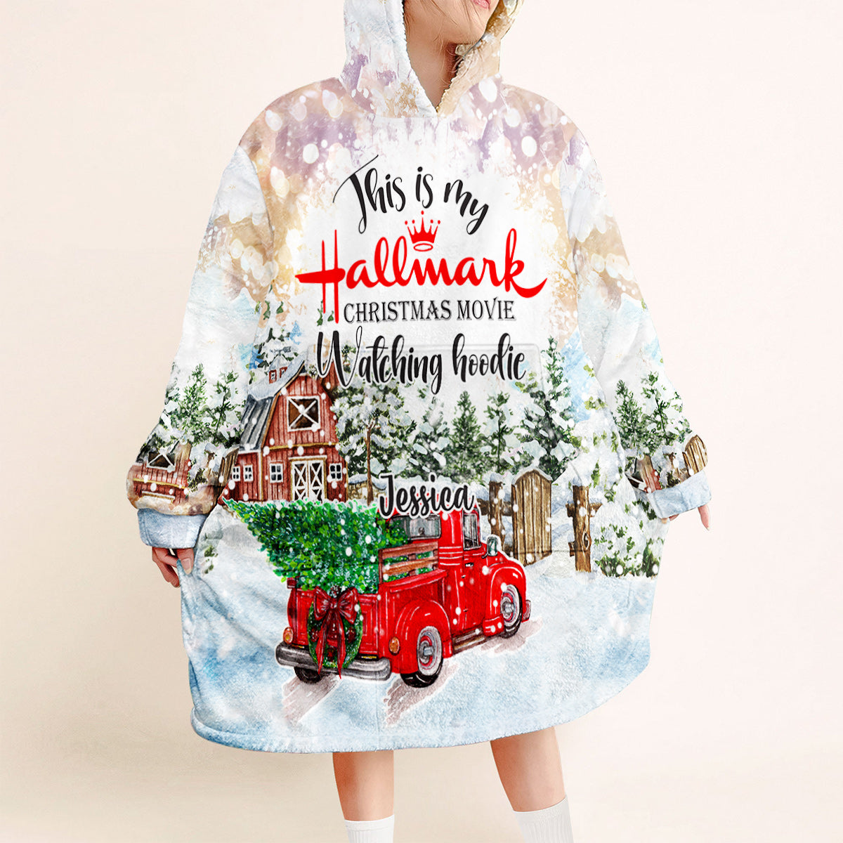 Christmas Movie Watching Film Blanket Hoodie