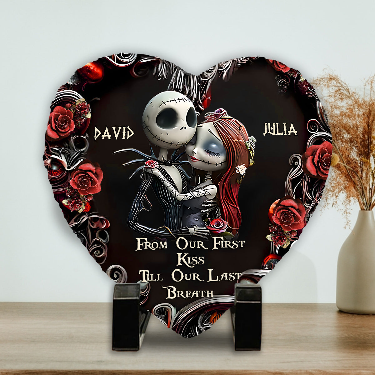 Till Death Do Us Part - Personalized Nightmare Heart Shaped Stone