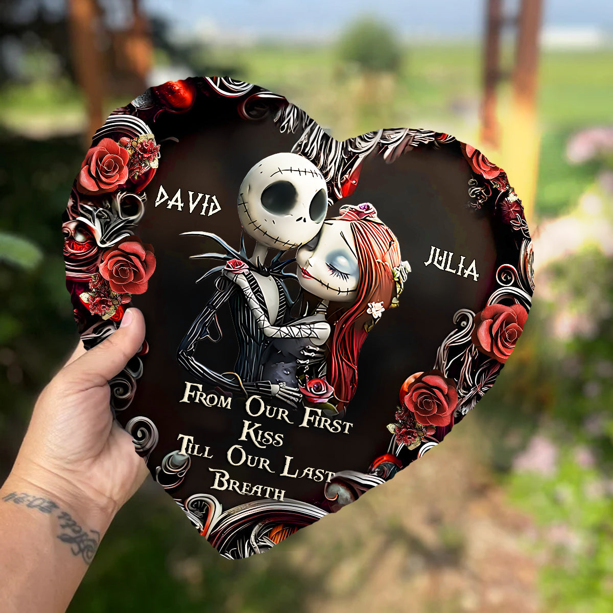Till Death Do Us Part - Personalized Nightmare Heart Shaped Stone
