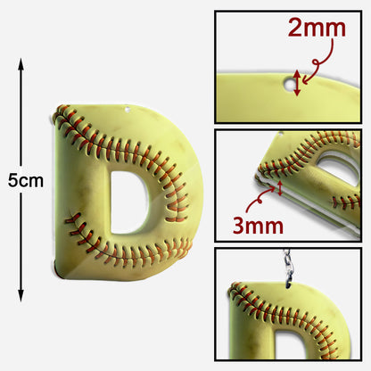 Softball Letter - Personalized Softball Keychain