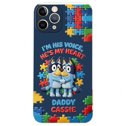 I'm His Voice - Personalized Autism Awareness 3D Embossed Leather Phone Case