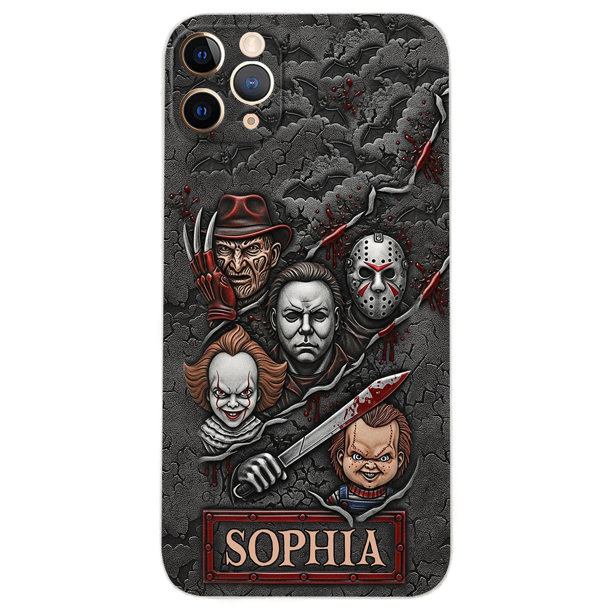 Scary Characters - Personalized Leather Phone Case