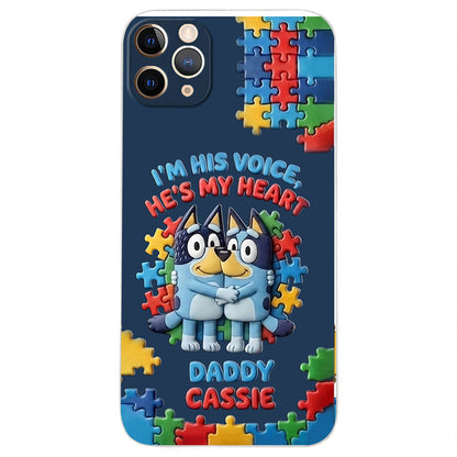 I'm His Voice - Personalized Autism Awareness 3D Embossed Leather Phone Case