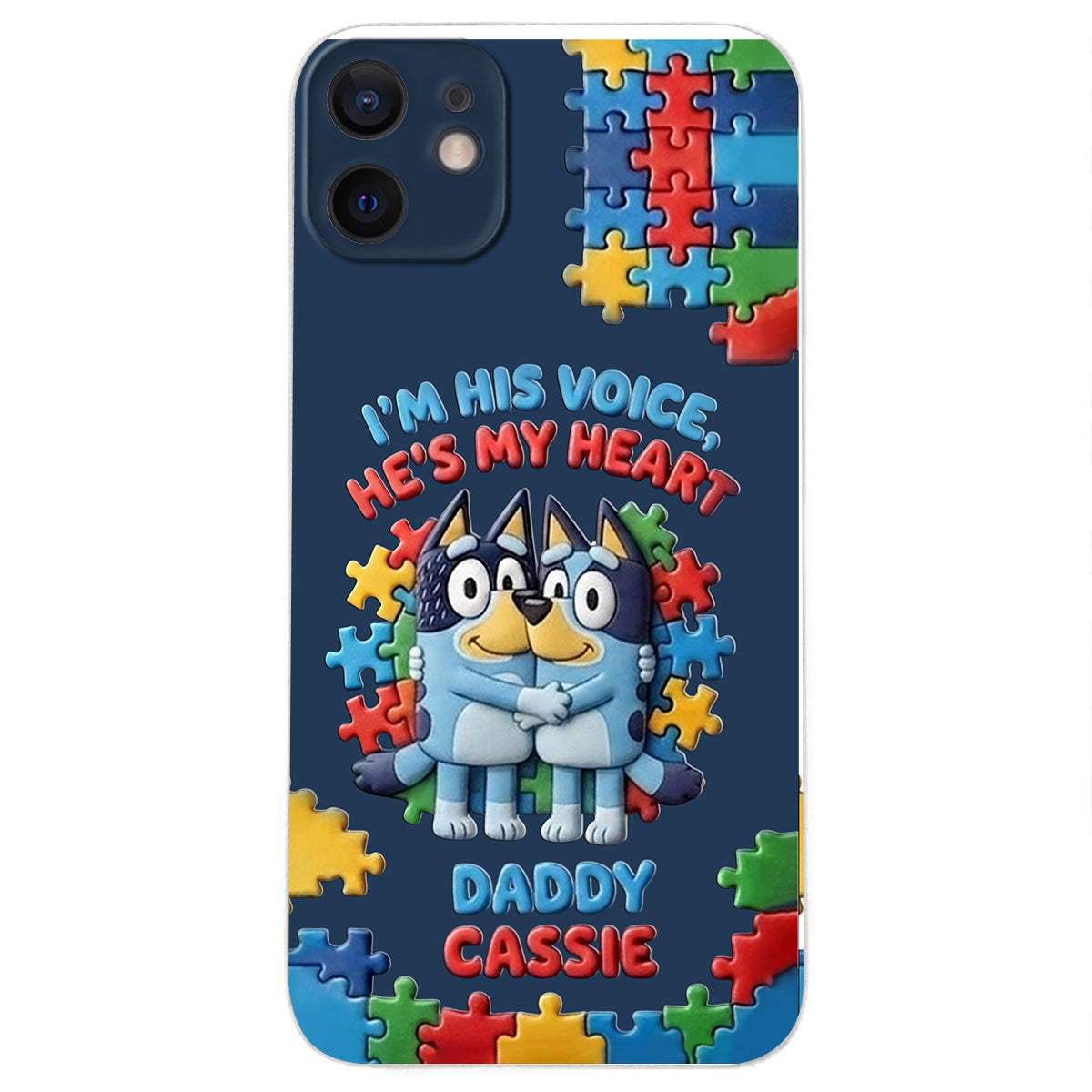 I'm His Voice - Personalized Autism Awareness 3D Embossed Leather Phone Case