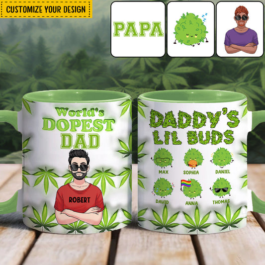 Daddy's Lil Buds World's Dopest Dad - Personalized Father Accent Mug