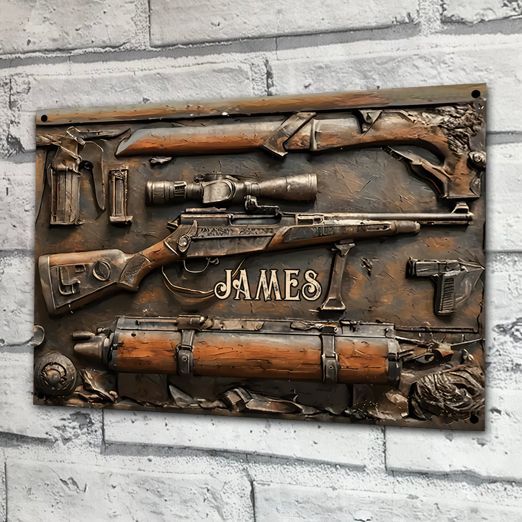 Vintage Tools - Personalized Hunting Rectangle Metal Sign