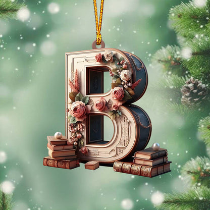 Vintage Book Letter Ornament - Personalized Book Ornament