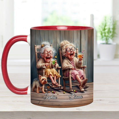 Let's Be Friends Til We Re Old And Bonkers - Personalized Bestie Accent Mug
