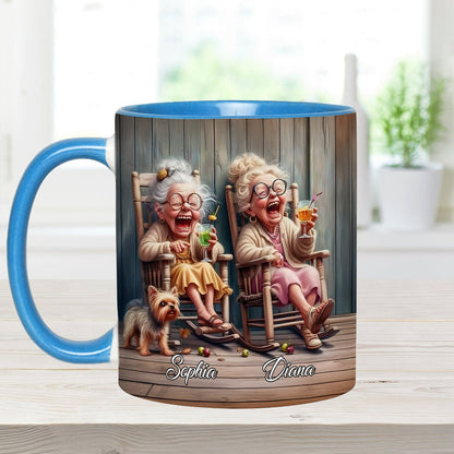 Let's Be Friends Til We Re Old And Bonkers - Personalized Bestie Accent Mug