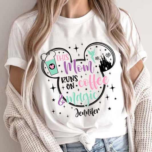This Mom Runs On Coffee And Magic - Personalized Mouse T-shirt And Hoodie