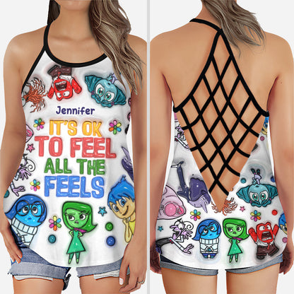 It's Ok To Feel All The Feels - Personalized Cross Tank Top and Leggings
