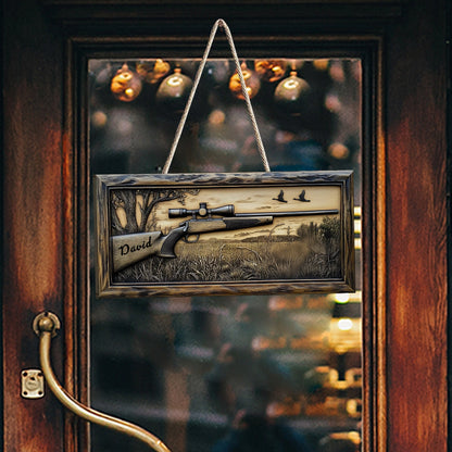 Hunting Rifle - Personalized Hunting Custom Shaped Wood Sign