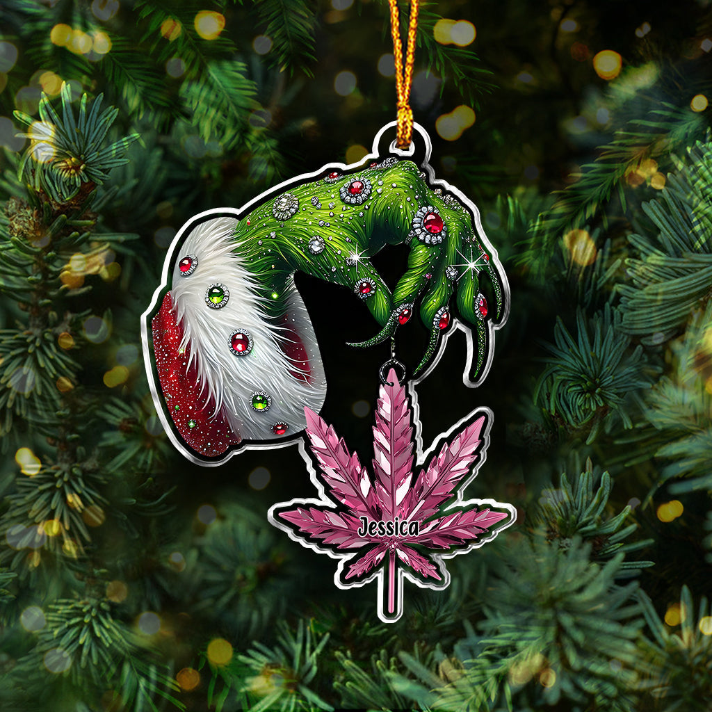 Merry Christmas - Personalized Weed Custom Shaped Ornament
