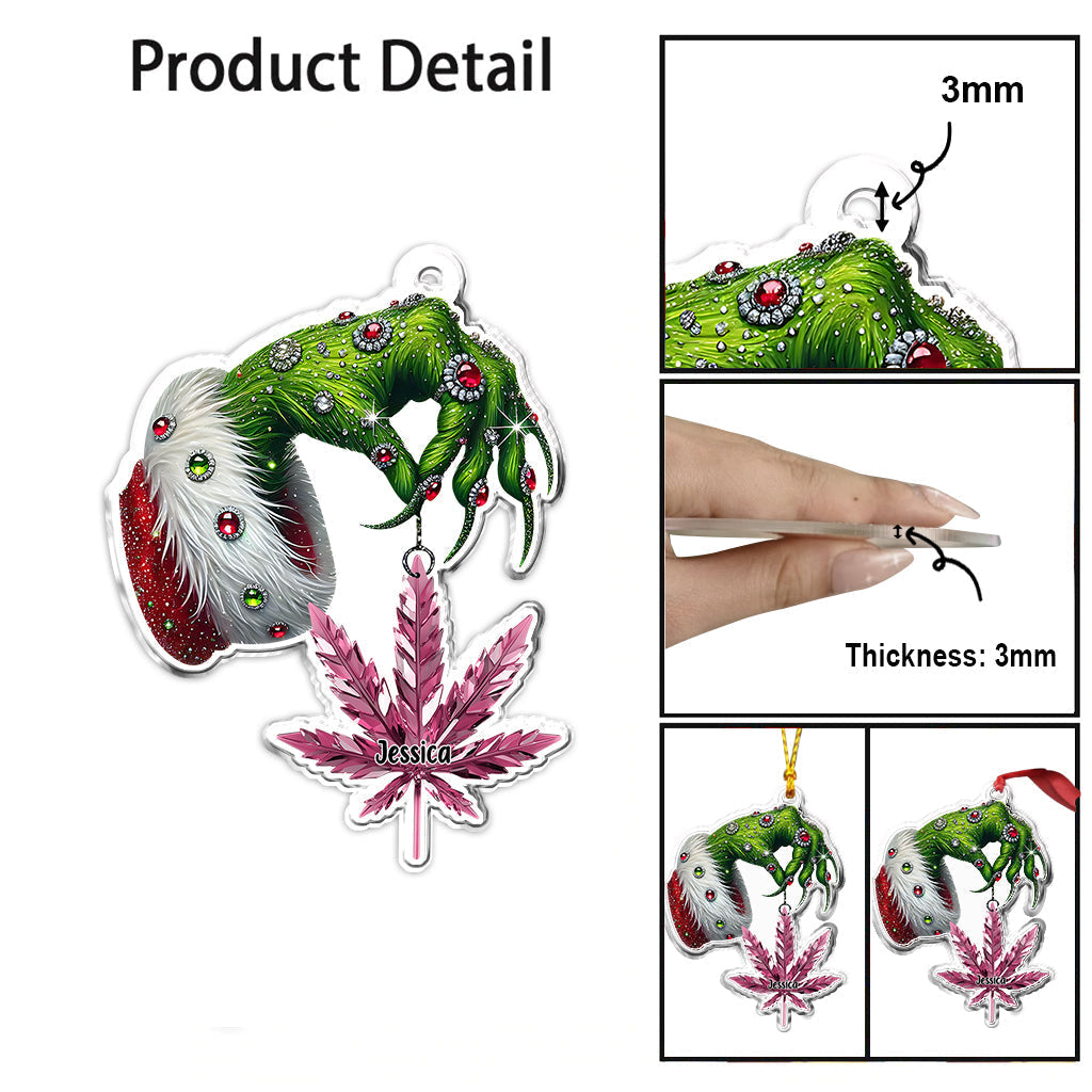 Merry Christmas - Personalized Weed Custom Shaped Ornament