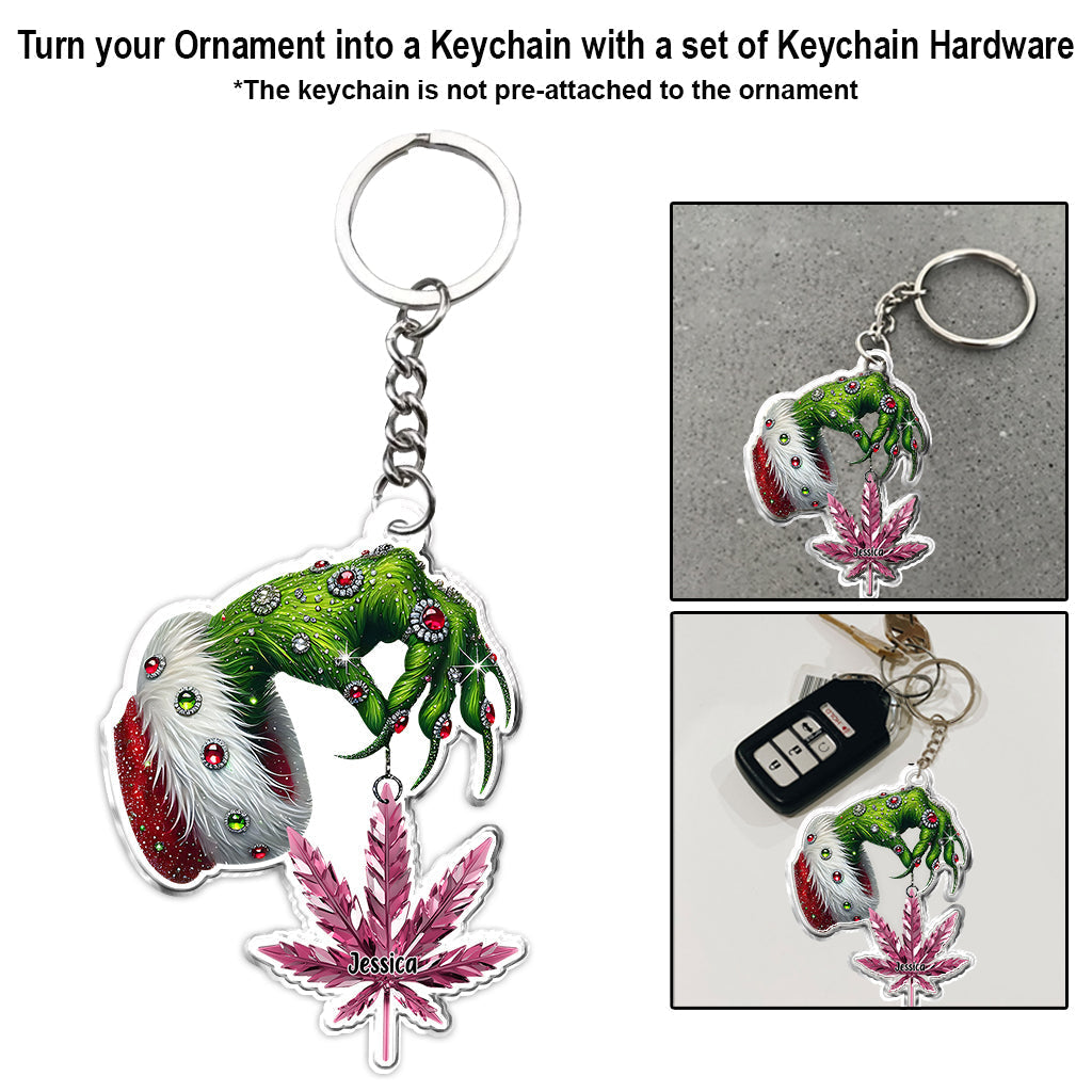 Merry Christmas - Personalized Weed Custom Shaped Ornament