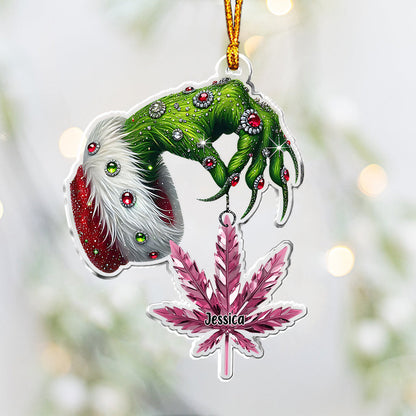 Merry Christmas - Personalized Weed Custom Shaped Ornament