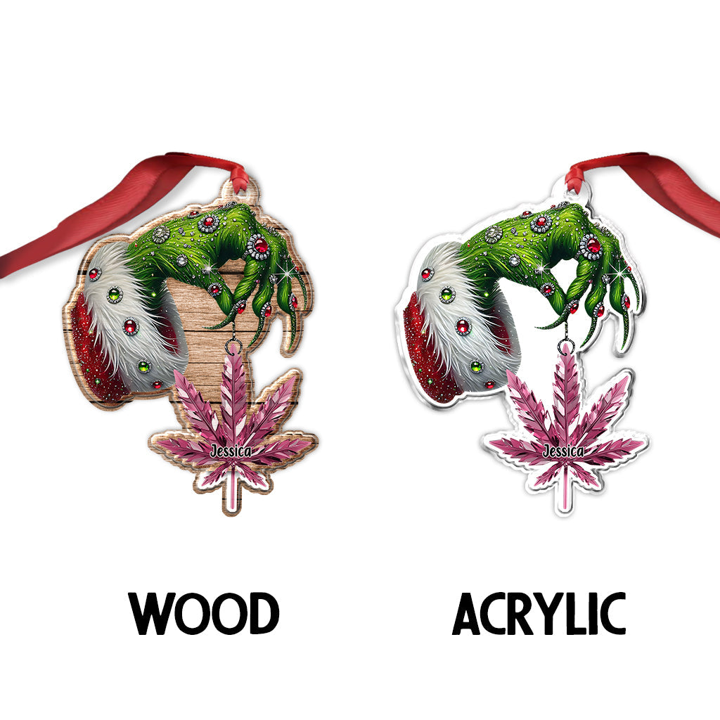 Merry Christmas - Personalized Weed Custom Shaped Ornament