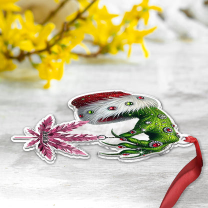 Merry Christmas - Personalized Weed Custom Shaped Ornament