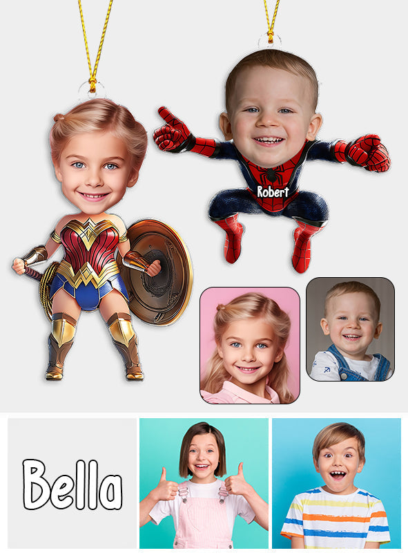 Super Heros - Personalized Kid Custom Shaped Ornament