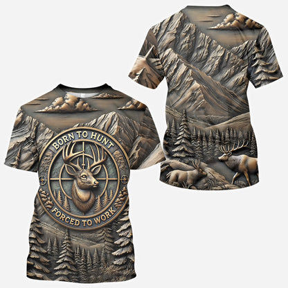 Born To Hunt Forced To Work - Personalized Hunting All Over Shirt