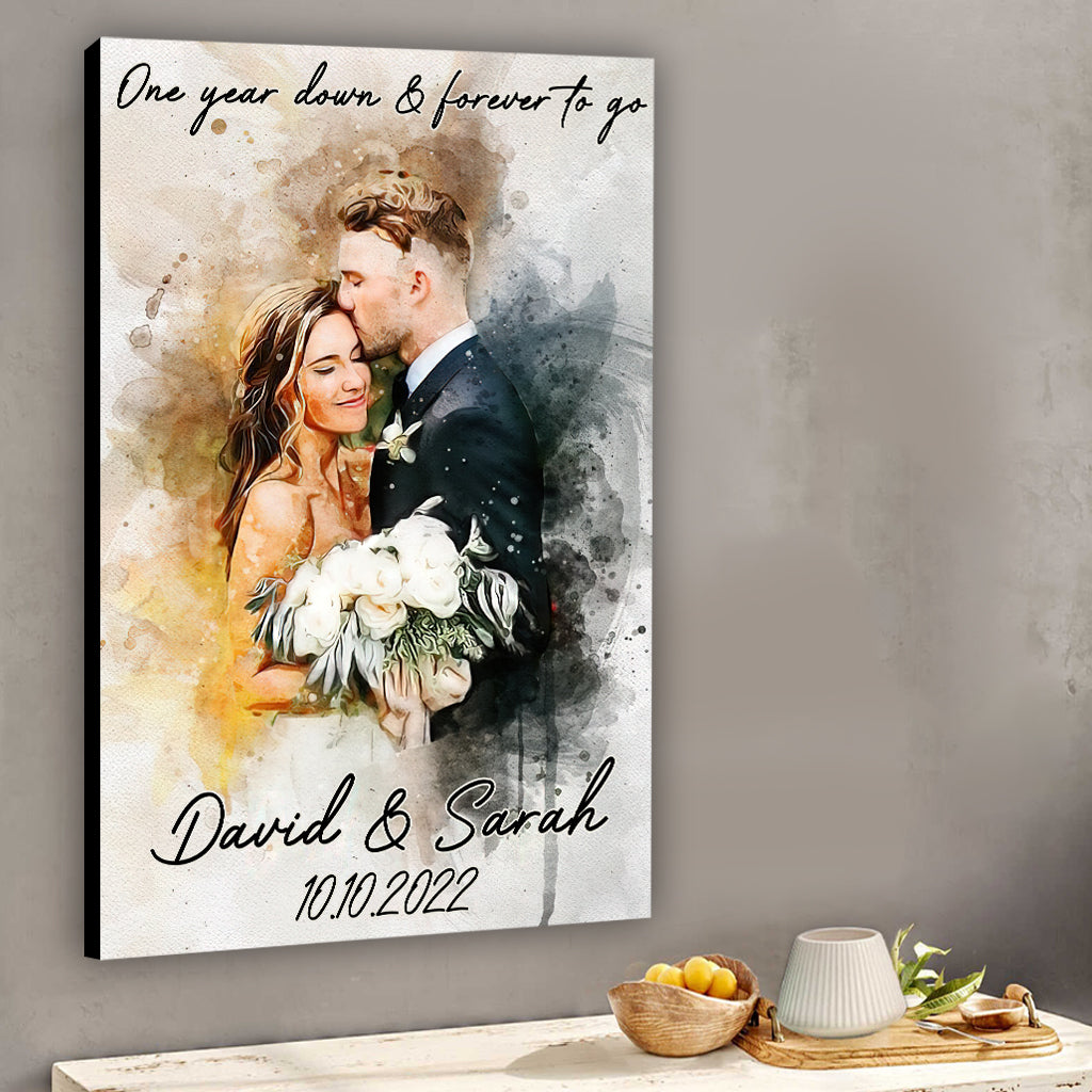 Custom Watercolor Painting From Photo - Personalized Husband And Wife Canvas And Poster