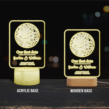 Our First Date - Personalized Couple Shaped Plaque Light Base