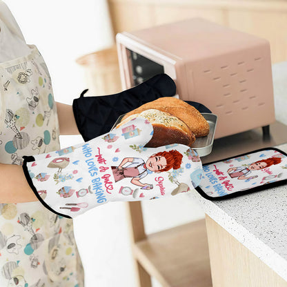 Just A Girl Who Loves Baking - Personalized Baking Oven Mitts & Pot Holder Set
