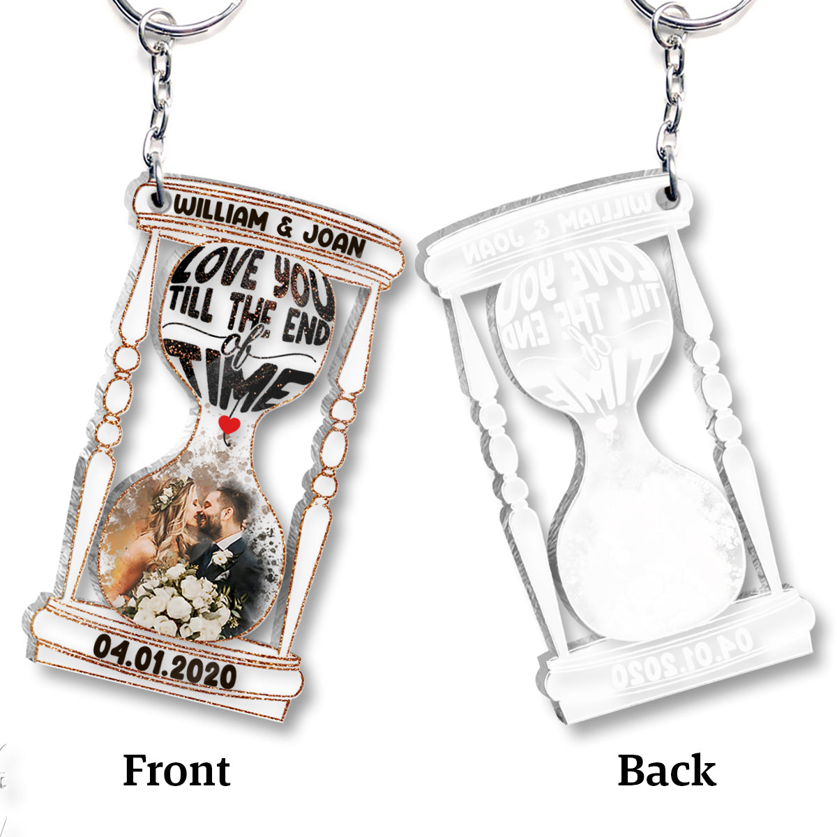 Till The End Of Time - Personalized Husband And Wife Keychain