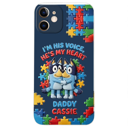 I'm His Voice - Personalized Autism Awareness 3D Embossed Leather Phone Case