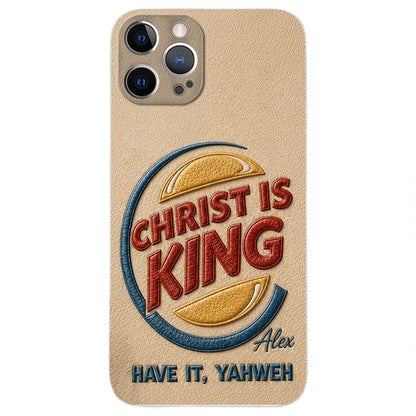 Christ Is King - Personalized Christian Classic Cap & Leather Phone Case