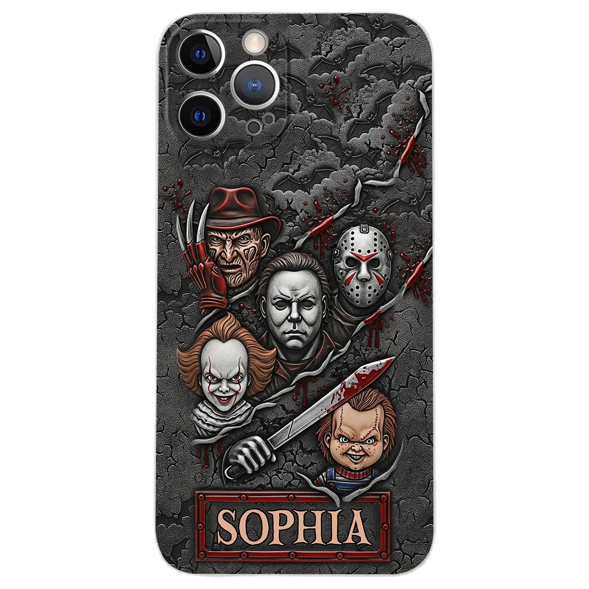 Scary Characters - Personalized Leather Phone Case