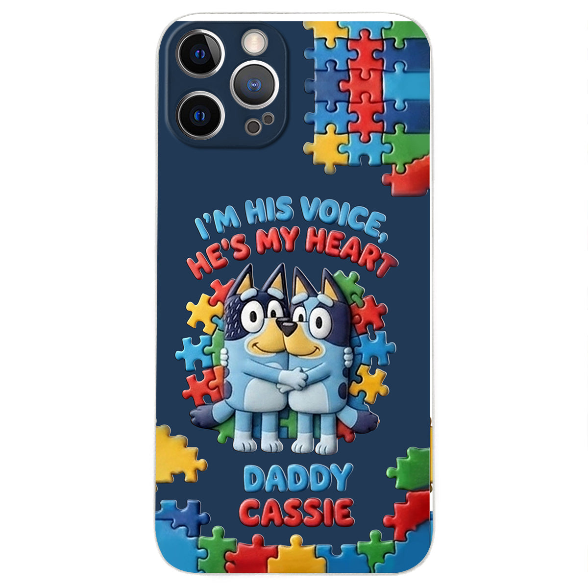 I'm His Voice - Personalized Autism Awareness 3D Embossed Leather Phone Case